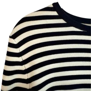 NEW Lauren Ralph Lauren Nautical Navy White Striped Silk Blend Knit Sweater | M