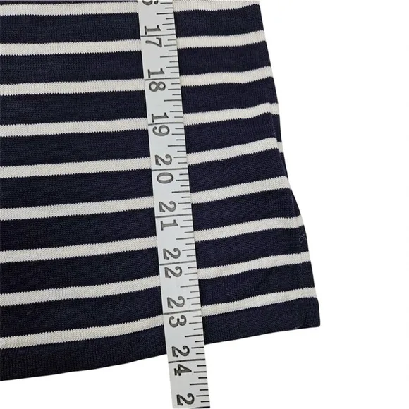 NEW LAUREN RALPH LAUREN Striped Cotton Knit Top Navy White Nautical Shirt Large