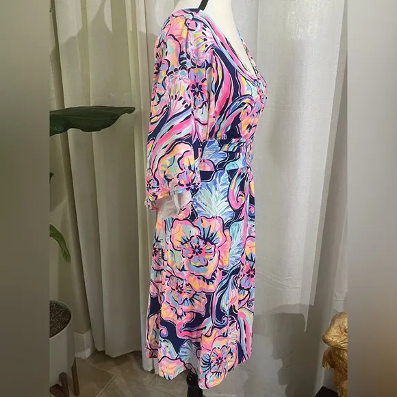 NEW Lilly Pulitzer Parigi Dress SZ M Nauti Navy Boho Bateau