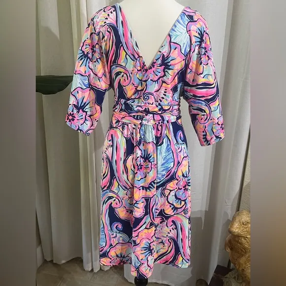 NEW Lilly Pulitzer Parigi Dress SZ M Nauti Navy Boho Bateau
