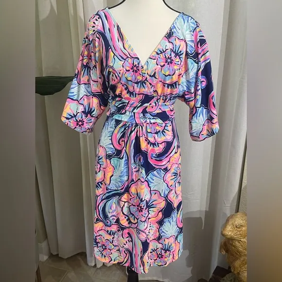 NEW Lilly Pulitzer Parigi Dress SZ M Nauti Navy Boho Bateau