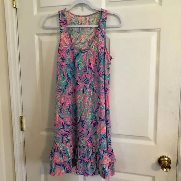 New Lilly Pulitzer tank top ruffle dress pink S