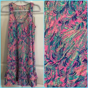 New Lilly Pulitzer tank top ruffle dress pink S