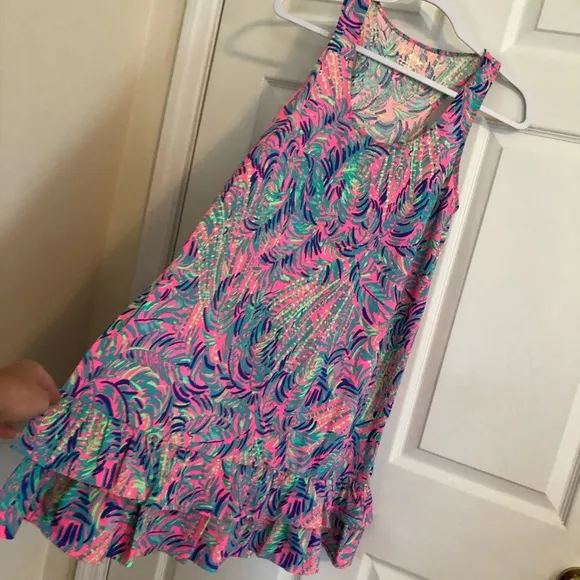 New Lilly Pulitzer tank top ruffle dress pink S