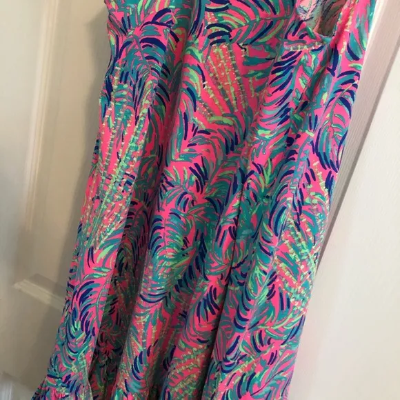 New Lilly Pulitzer tank top ruffle dress pink S