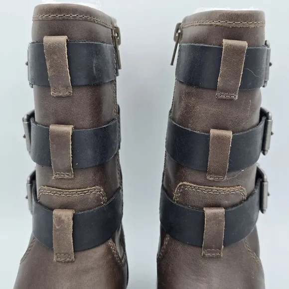 NEW Lucky Brand Cheviss Biker Boots, Dark Brown, Women's 5.5M