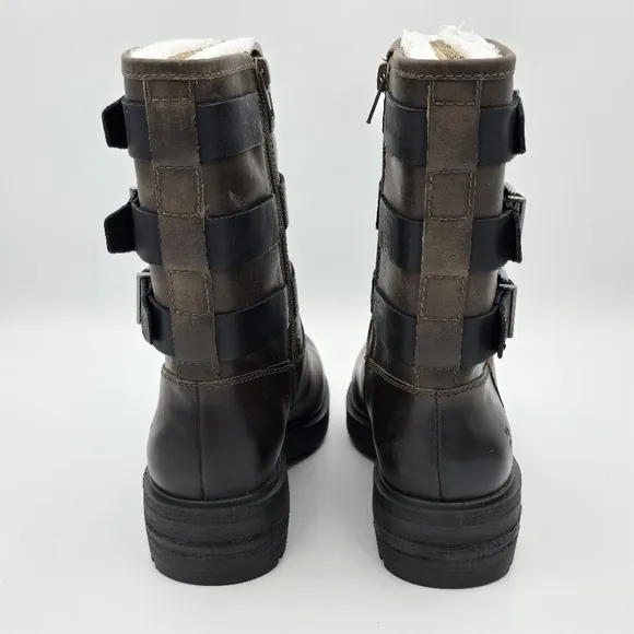 NEW Lucky Brand Cheviss Biker Boots, Dark Brown, Women's 5.5M
