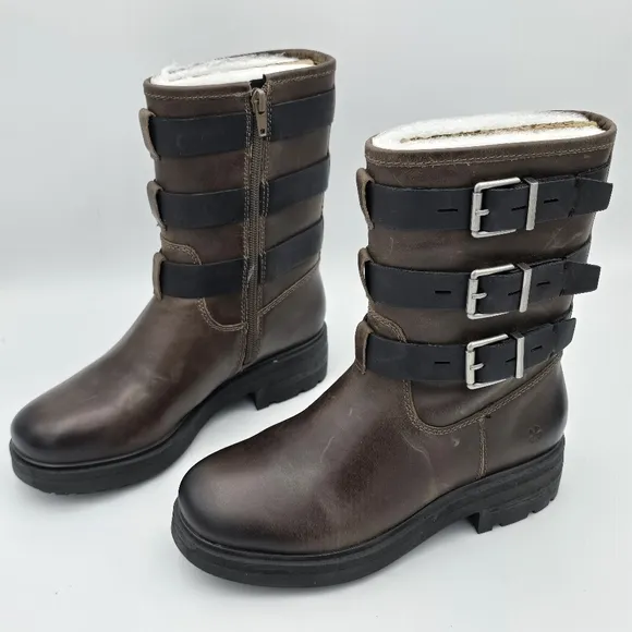 NEW Lucky Brand Cheviss Biker Boots, Dark Brown, Women's 5.5M