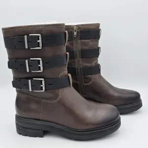 NEW Lucky Brand Cheviss Biker Boots, Dark Brown, Women's 5.5M