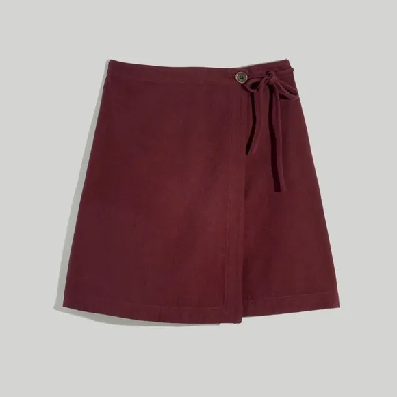 NEW: Madewell Moleskin Side-Tie Mini Skirt in Chocolate Raisin