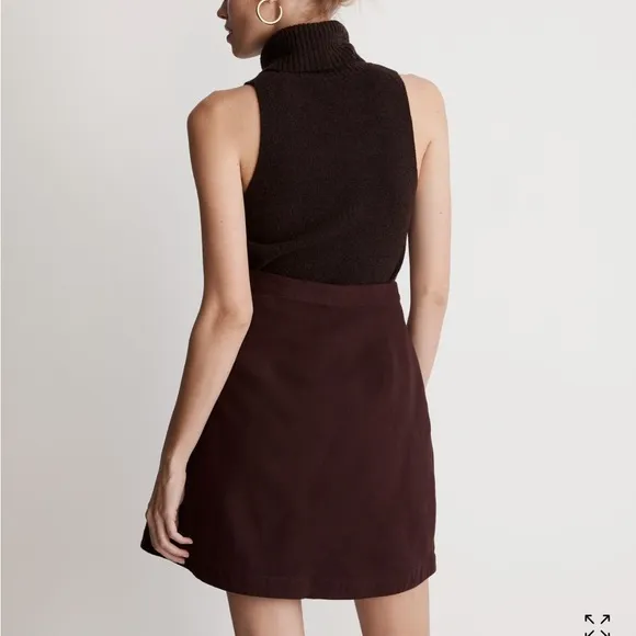 NEW: Madewell Moleskin Side-Tie Mini Skirt in Chocolate Raisin