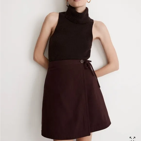 NEW: Madewell Moleskin Side-Tie Mini Skirt in Chocolate Raisin