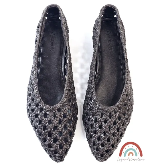 New! Madewell The Ruth Ballet Flat in Woven Leather Dark Carob