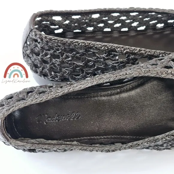 New! Madewell The Ruth Ballet Flat in Woven Leather Dark Carob
