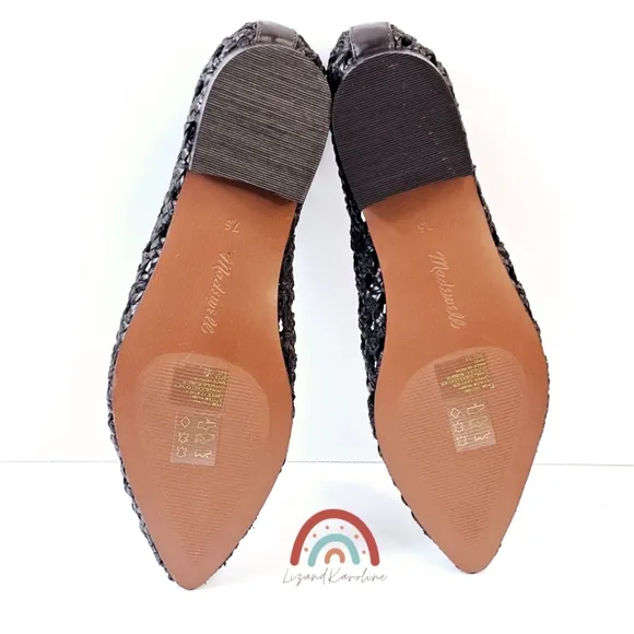 New! Madewell The Ruth Ballet Flat in Woven Leather Dark Carob