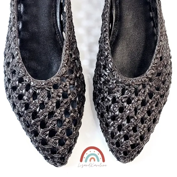 New! Madewell The Ruth Ballet Flat in Woven Leather Dark Carob