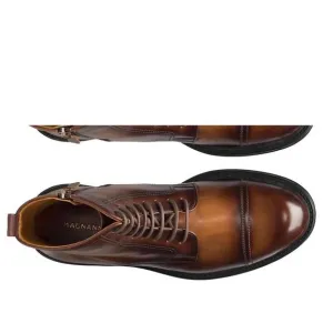 NEW MAGNANNI men's lerato leather derby boots in mid-brown