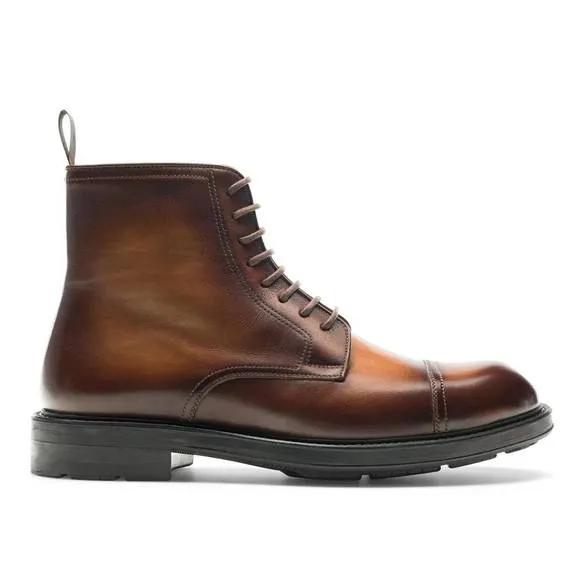 NEW MAGNANNI men's lerato leather derby boots in mid-brown