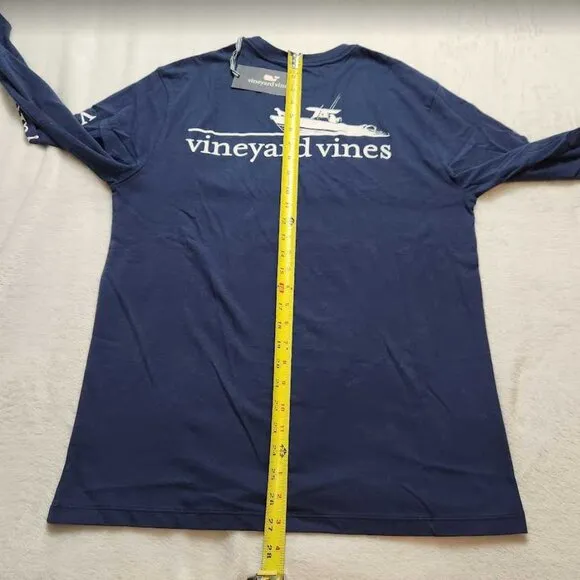 New men's S Vineyard Vines man's best friend boat dog long sleeve pocket tee