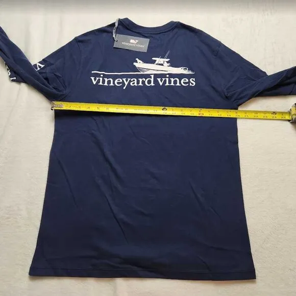 New men's S Vineyard Vines man's best friend boat dog long sleeve pocket tee