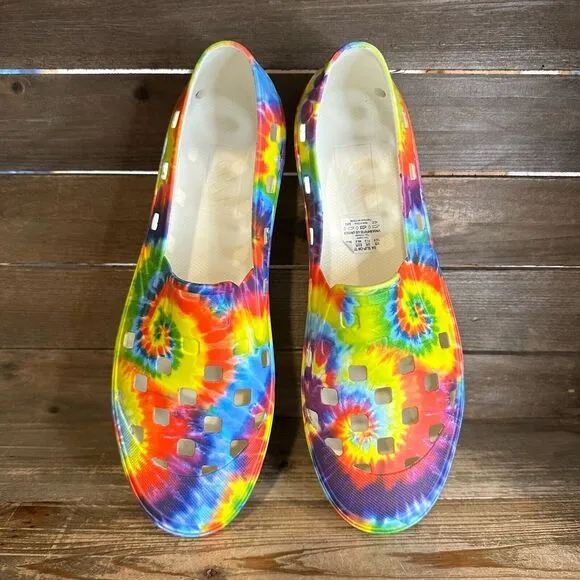 New Mens Vans Slip On TRK Trek Rainbow Tie Dye Rubber Shoes Sneakers Size 12 M‎