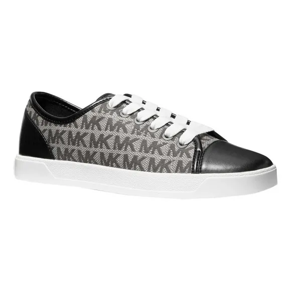 New Michael Kors Monogram Graphite Black Sneakers - 7