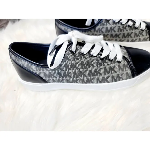 New Michael Kors Monogram Graphite Black Sneakers - 7