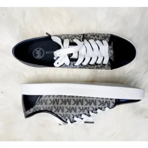 New Michael Kors Monogram Graphite Black Sneakers - 7
