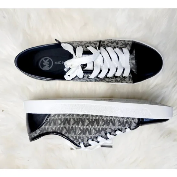 New Michael Kors Monogram Graphite Black Sneakers - 7