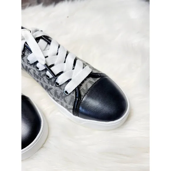 New Michael Kors Monogram Graphite Black Sneakers - 7