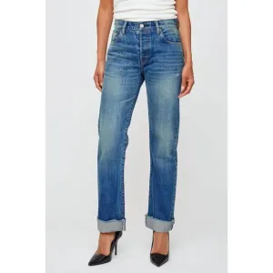 NEW MOUSSY hopewell straight denim jeans in dark blue