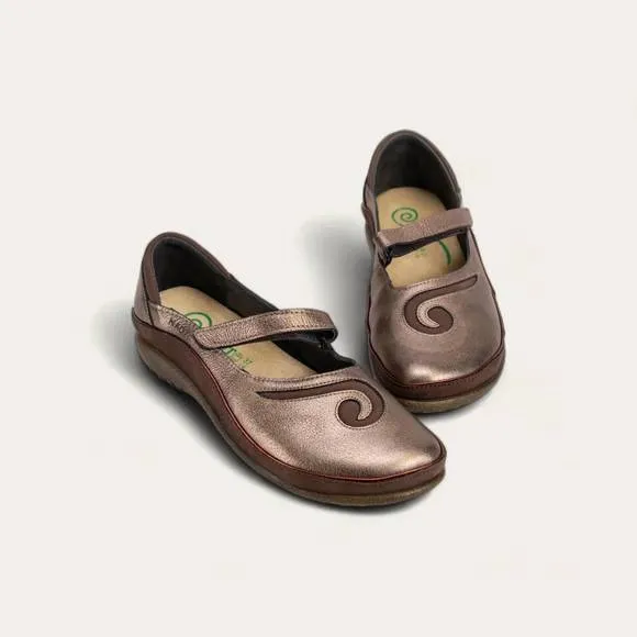 NEW NAOT women's matai mary jane shoes in radiant copper/coffee bean
