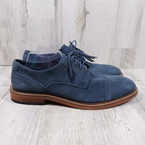 NEW Nordstrom Rack Kamdem Blue Suede Cap Toe Derby Shoes #1088