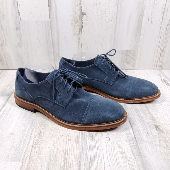 NEW Nordstrom Rack Kamdem Blue Suede Cap Toe Derby Shoes #1088