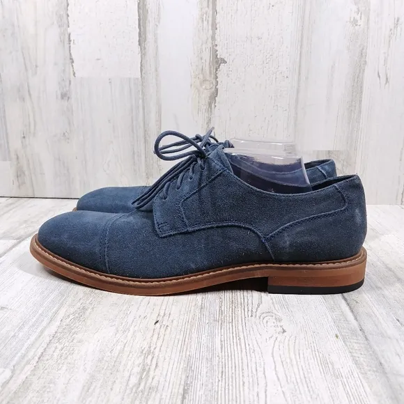 NEW Nordstrom Rack Kamdem Blue Suede Cap Toe Derby Shoes #1088