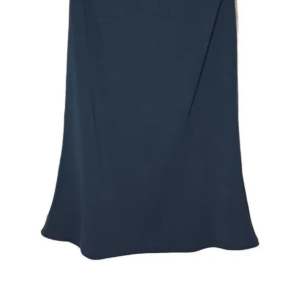 NEW OGL Thermal Boatneck Ruched Sides Brami Midi Dress in Ink Blue, Size M
