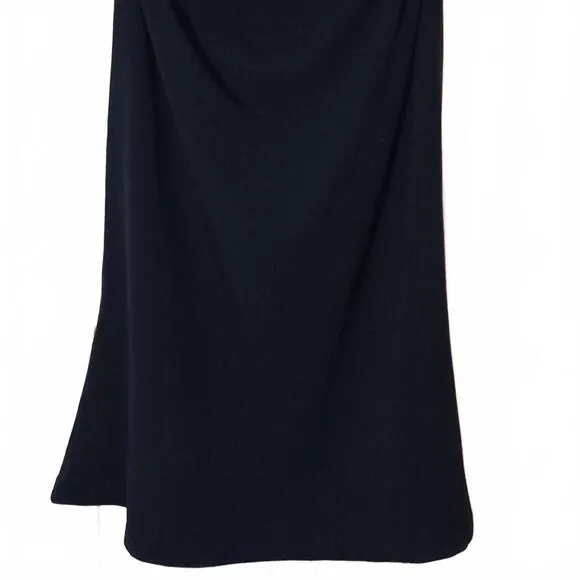 NEW OGL Thermal Boatneck Ruched Sides Brami Midi Dress in Ink Blue/Navy, Size M
