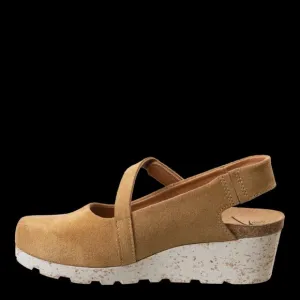 NEW OTBT Made In Portugal Suede Prog Wedges With Velcro Slingback Straps 462mn