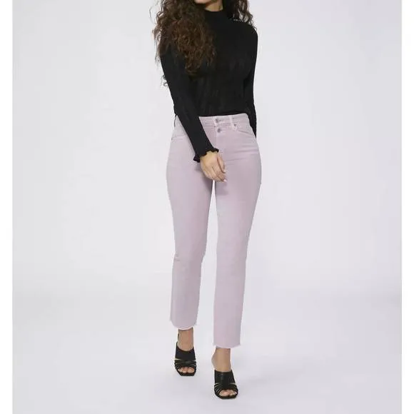 NEW PAIGE cindy with double button jean in vintage rosey pink
