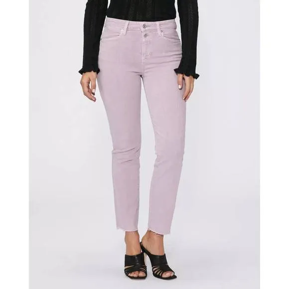 NEW PAIGE cindy with double button jean in vintage rosey pink