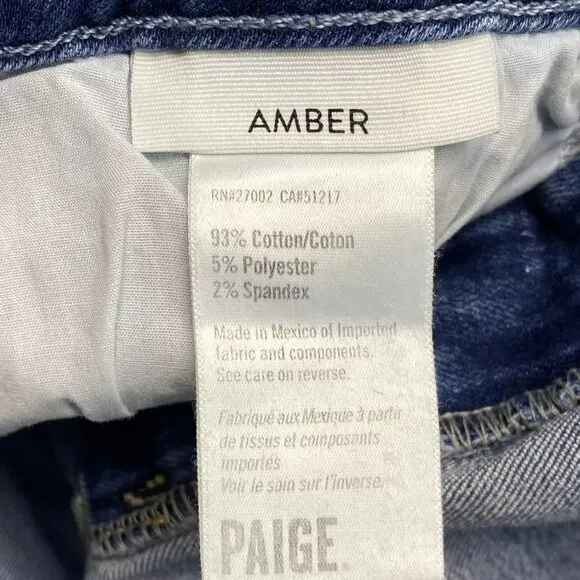NEW PAIGE Womens Jean Tapestry Blue Size 31 Amber Mid Rise Straight Leg