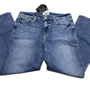NEW PAIGE Womens Jean Tapestry Blue Size 31 Amber Mid Rise Straight Leg