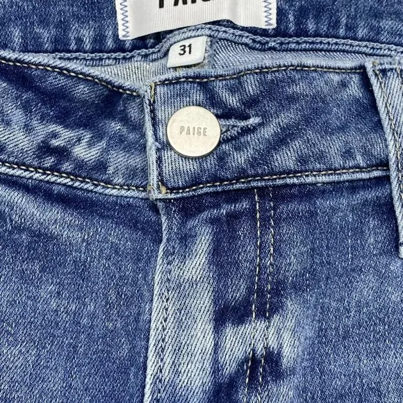 NEW PAIGE Womens Jean Tapestry Blue Size 31 Amber Mid Rise Straight Leg