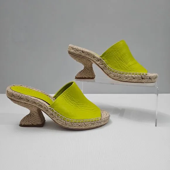 NEW Paloma Barcelo Leonor Sandal Slide Jute Heel Mint Leather EU 39 US 8.5