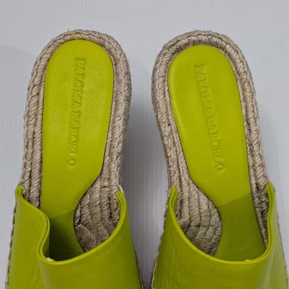NEW Paloma Barcelo Leonor Sandal Slide Jute Heel Mint Leather EU 39 US 8.5