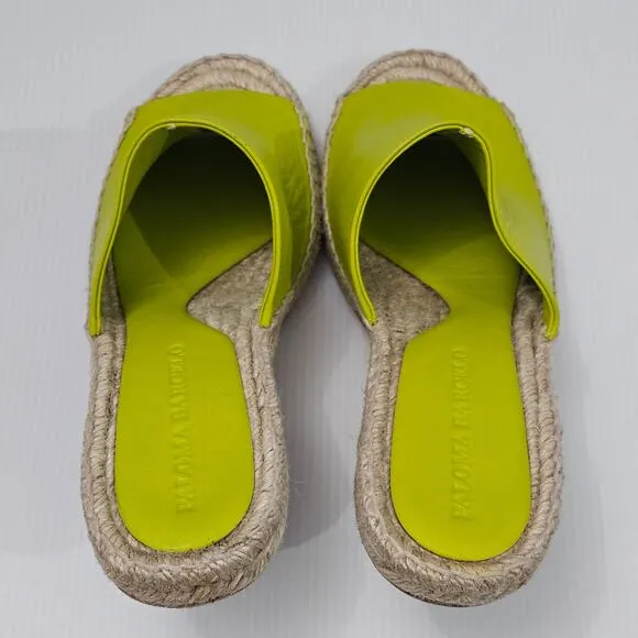 NEW Paloma Barcelo Leonor Sandal Slide Jute Heel Mint Leather EU 39 US 8.5