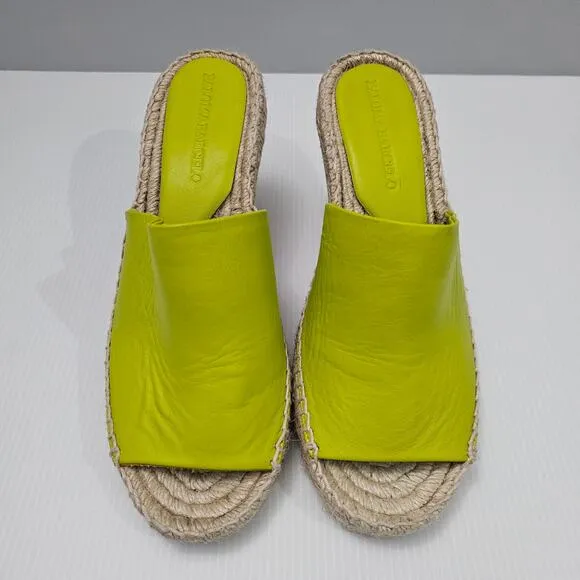NEW Paloma Barcelo Leonor Sandal Slide Jute Heel Mint Leather EU 39 US 8.5