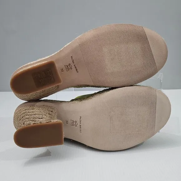 NEW Paloma Barcelo Leonor Sandal Slide Jute Heel Mint Leather EU 39 US 8.5