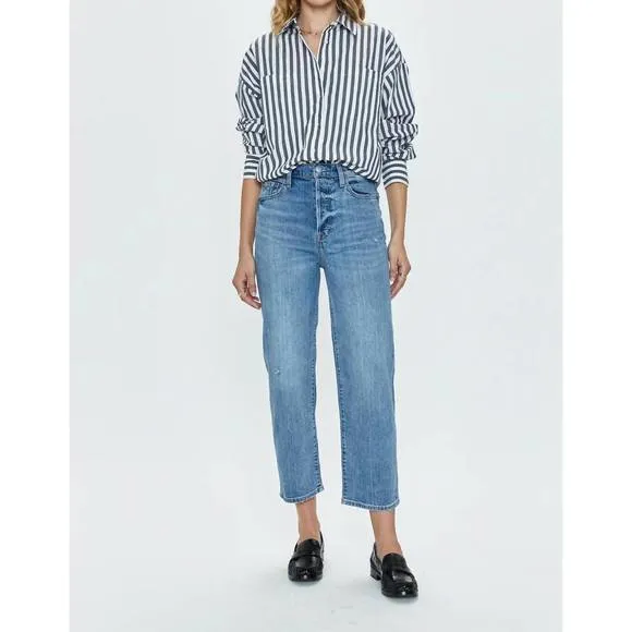 NEW PISTOLA cassie super high rise straight crop jeans in cambridge vintage
