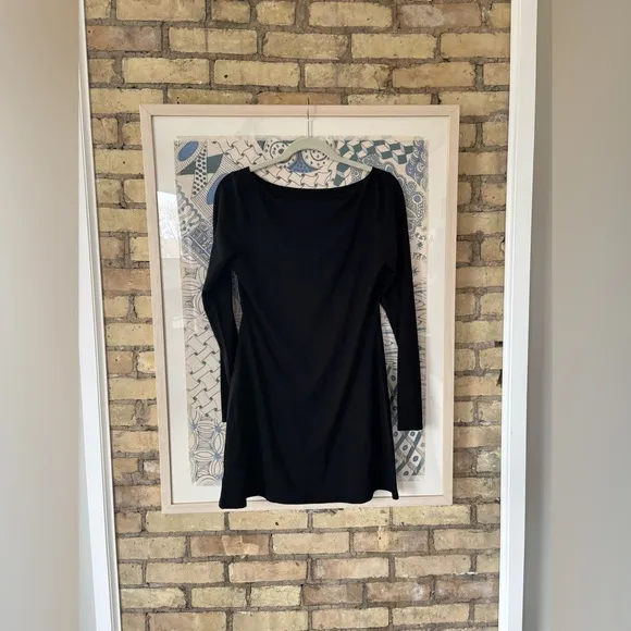new Reformation Jaelynn long sleeve knit mini dress boat neck in black